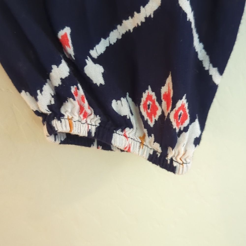 Roxy Navy Boho Aztec Cover Up Tunic Mini Dress Long Sleeve - Size S - Picture 3 of 10